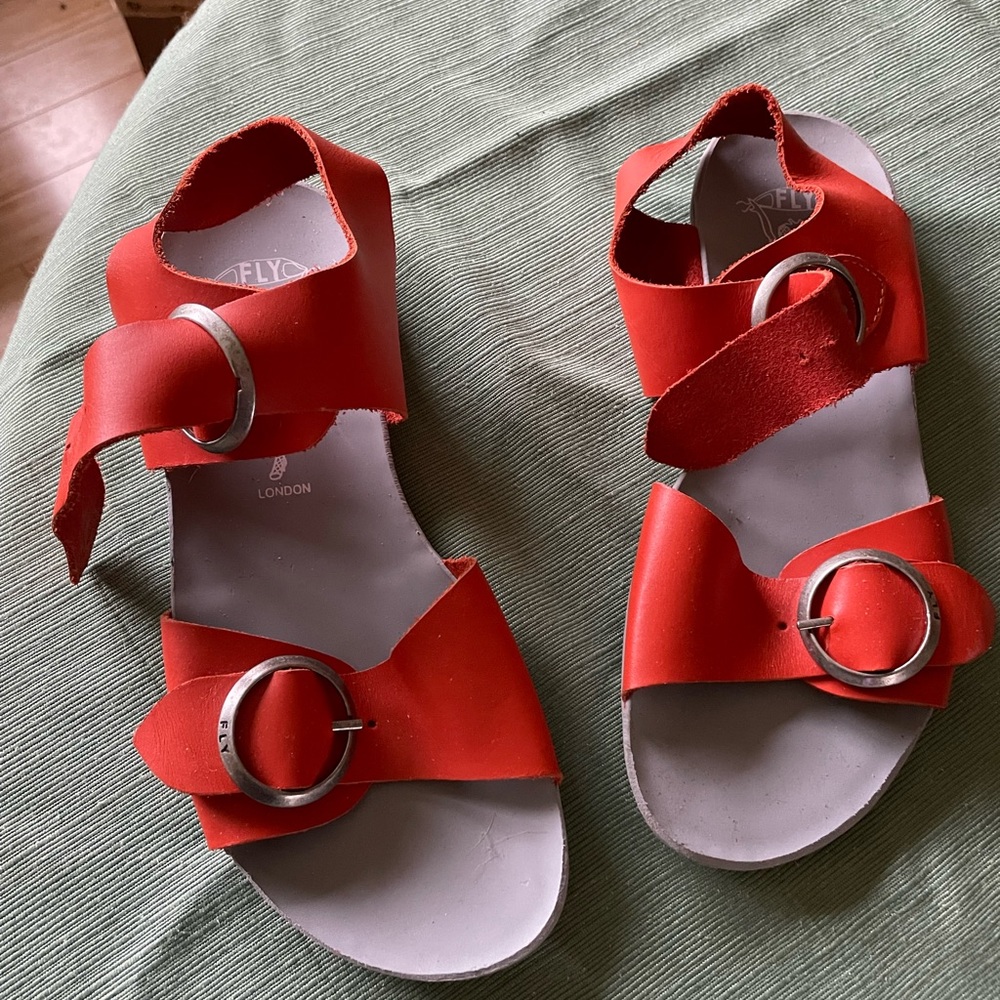 FLY London Masa Leather Sandal color orange size 39